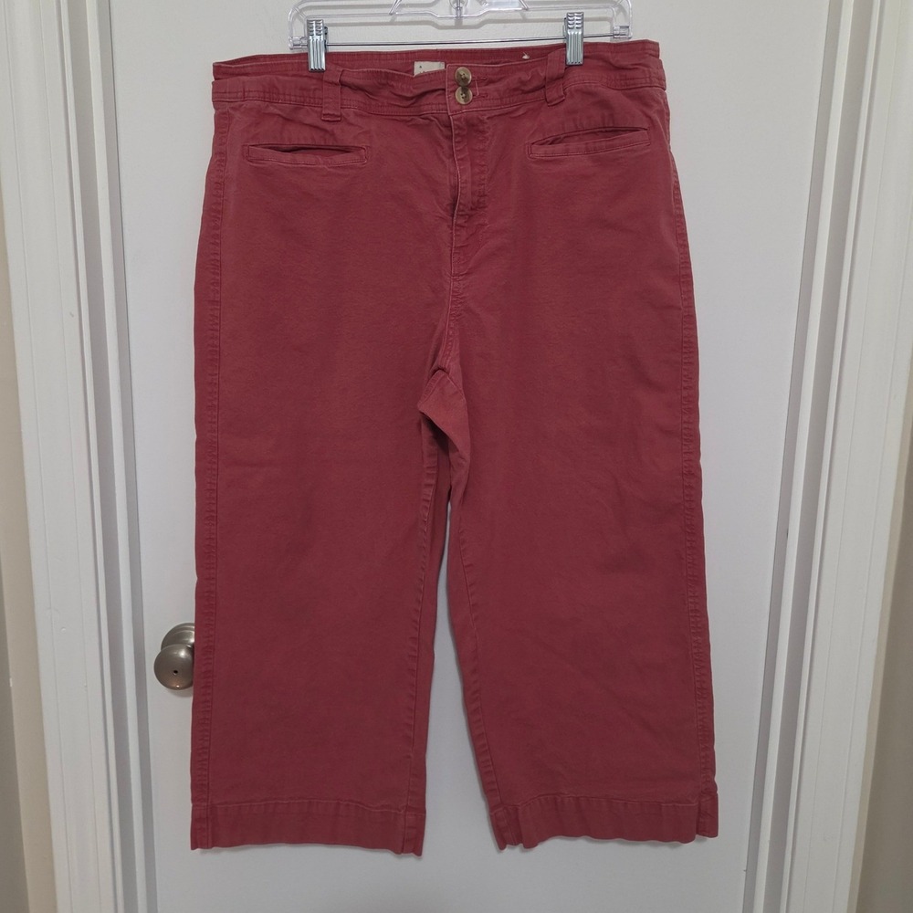 A New Day Women Red Stretch Cropped Wide Leg Pants Size 18